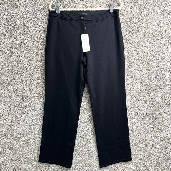 Eileen Fisher Pants Women’s M Black Heavyweight Rayon Knit Straight Leg NWT - Picture 1 of 7
